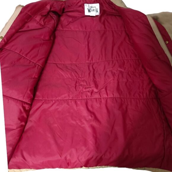 Vintage Woolrich Field Coat XL Mens Tan Beige Red Lining Utility Cargo Pockets - Picture 2 of 16